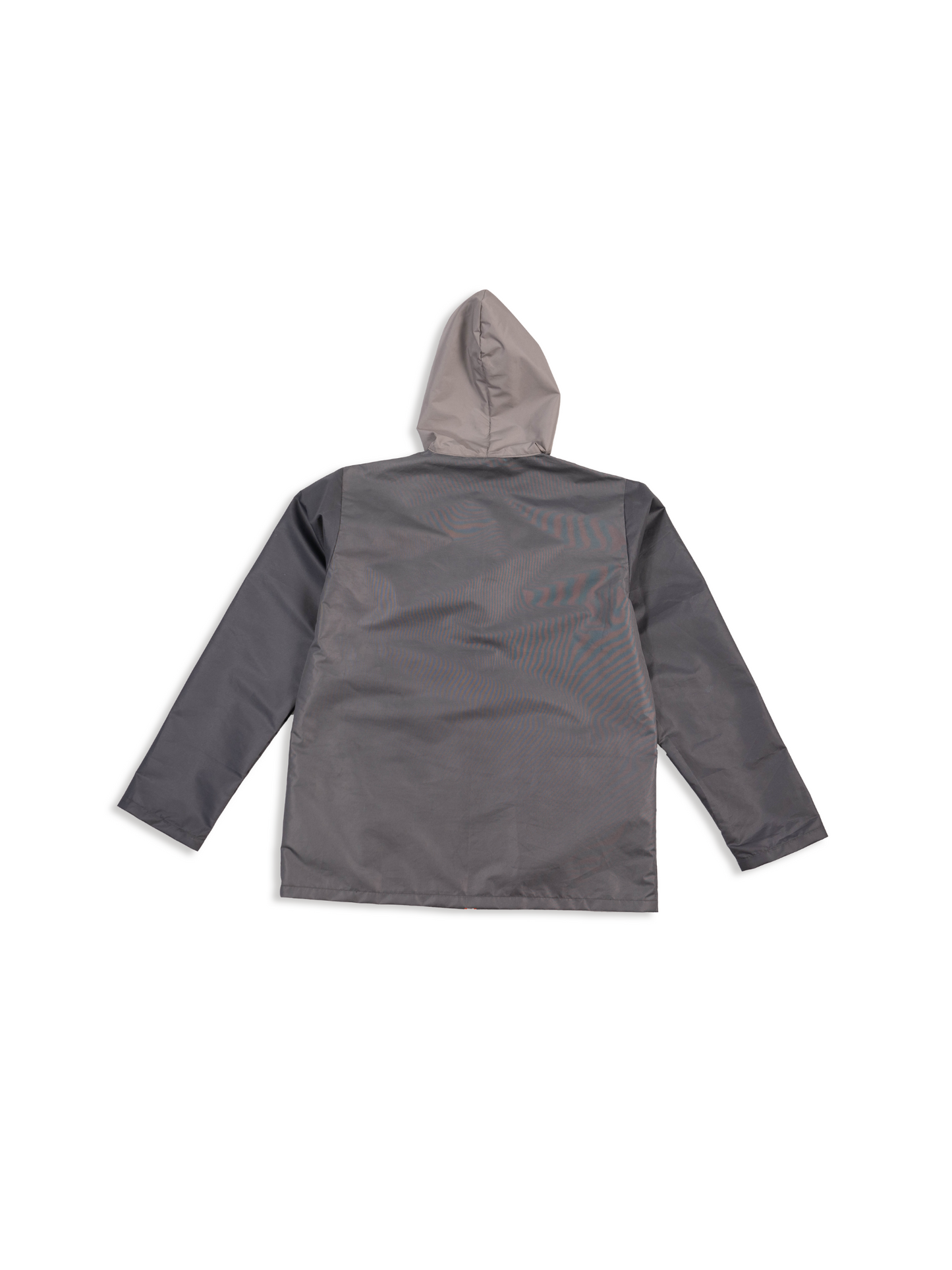 Grey Nylon Jacket Flat Lay Back View