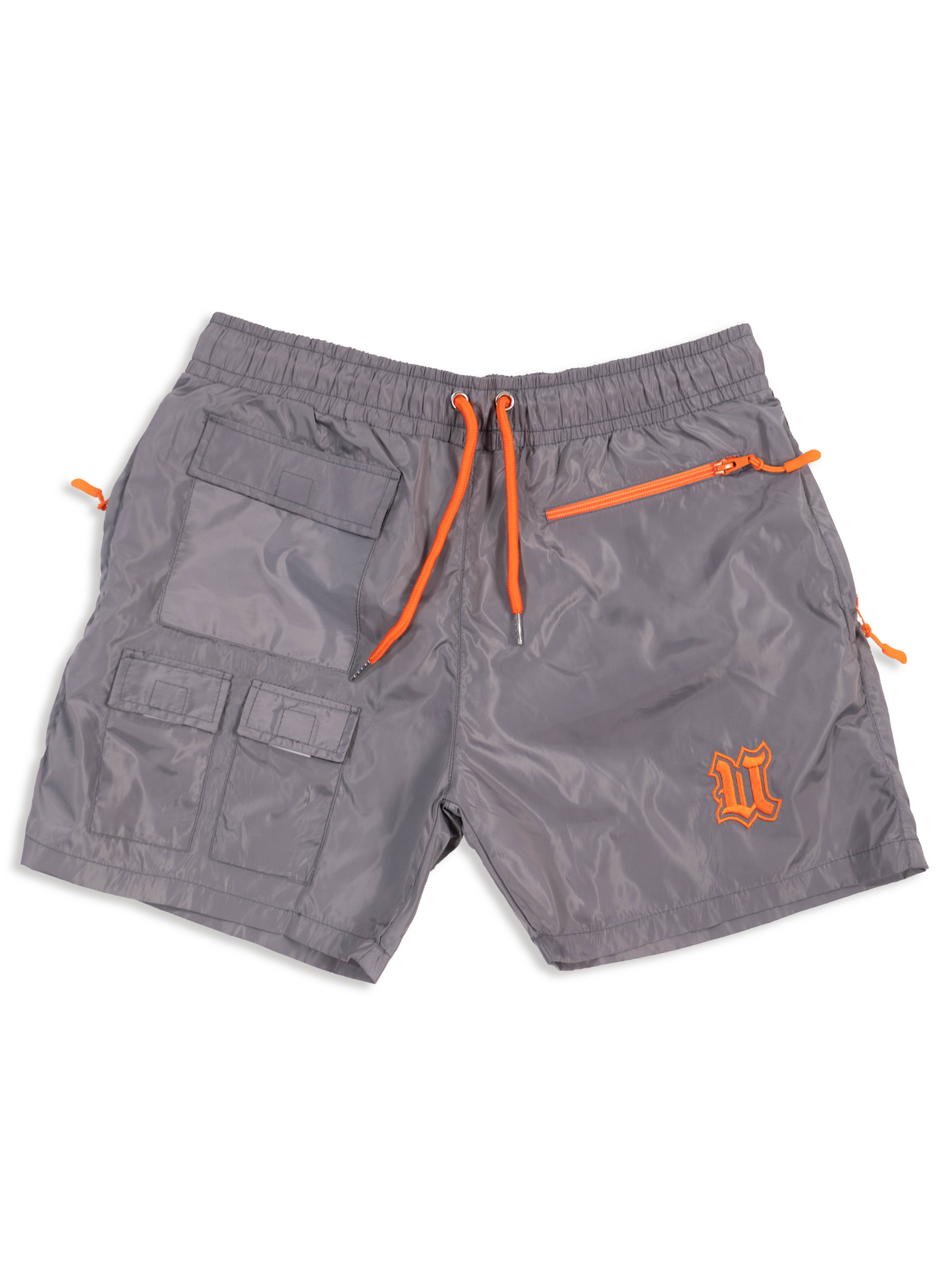 Flay Lay Grey Nylon Shorts Front View