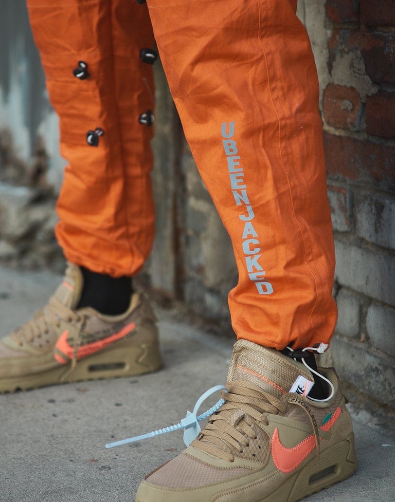 Reflective UB J print orange cargo pants