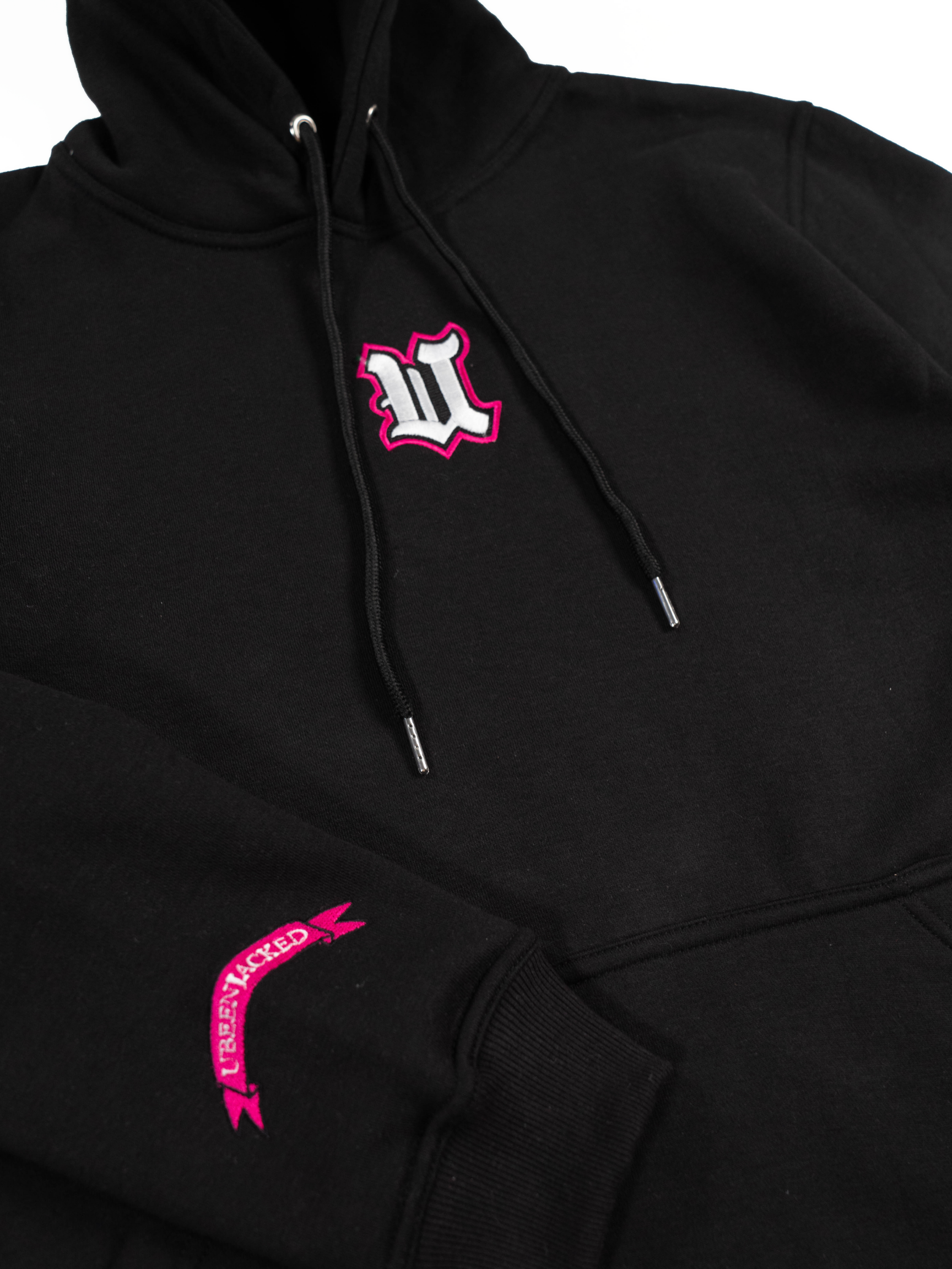 DCDCT Black Hoodie close up embroidery