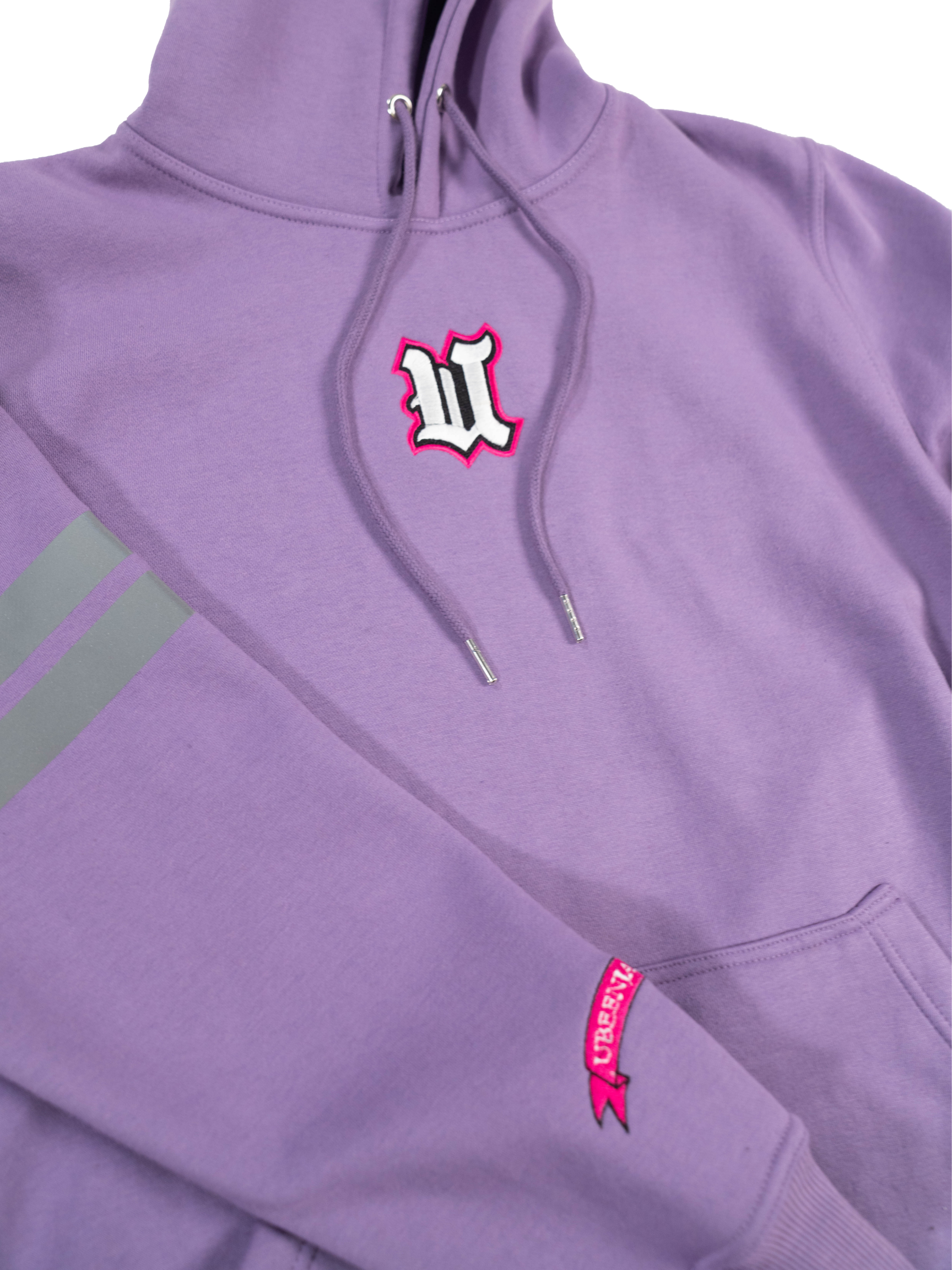DCDCT Lilac Hoodie close up embroidery