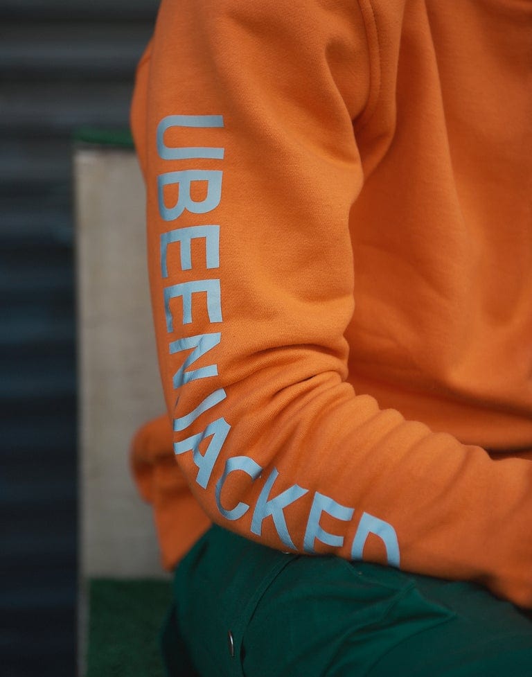 Close up reflective print orange hoodie